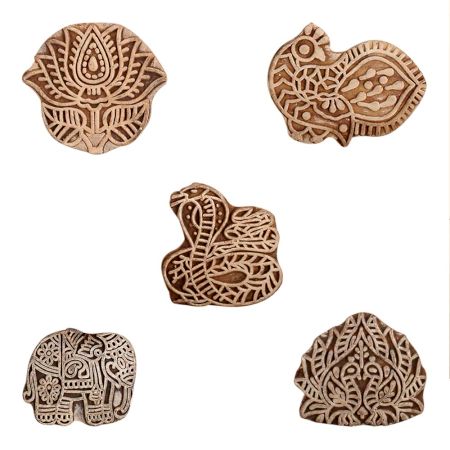 Set of 5 Piece New Mix Wooden Printing Block